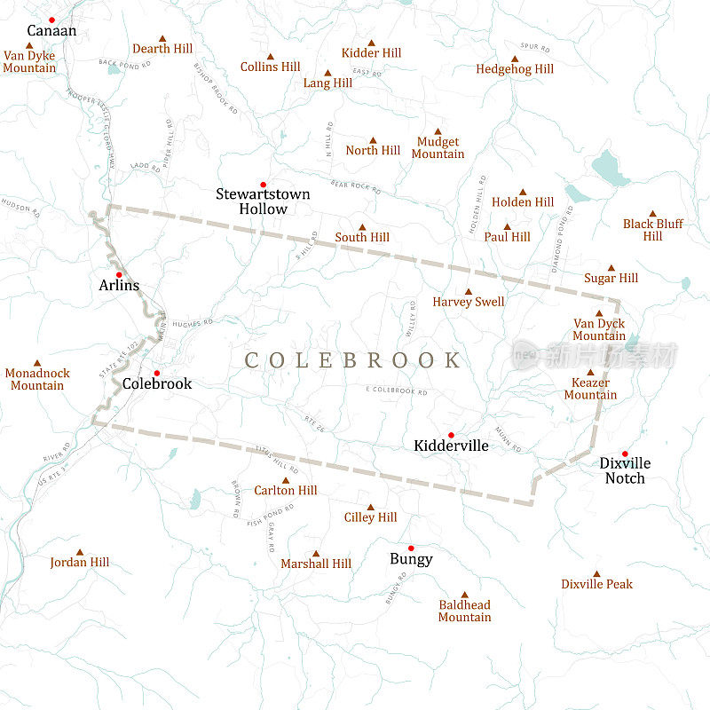 NH Coos Colebrook矢量路线图